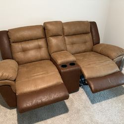 Loveseat With Recliner And Storage