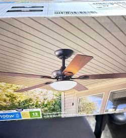 Mainstays 52" Indoor/Outdoor Oil Rubbed Bronze 5 Blade Reverse Airflow Ceiling Fan, 1 LED Bulb
