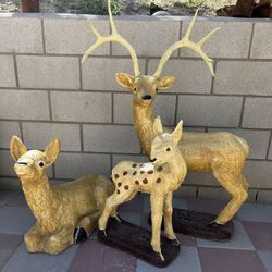 New Set Of Deers Made Out Of Cement Perfect Gift 