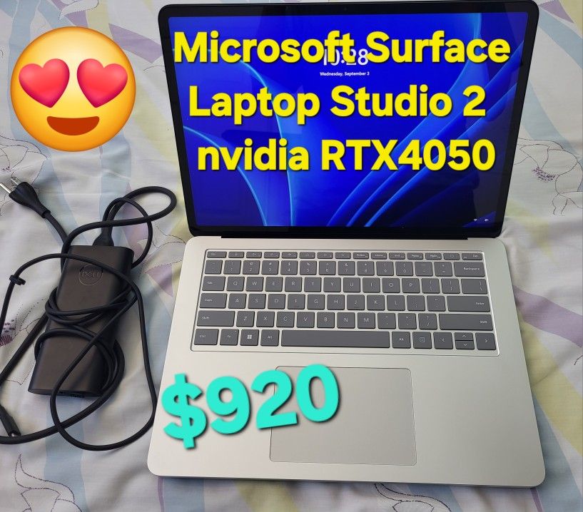 Surface Laptop Studio 2 Microsoft PC 14" Gaming nVIDIA RTX 4050 Intel i7 16GB 512GB SSD Windows Rog Asus Alienware Dell HP Legion Lenovo Game