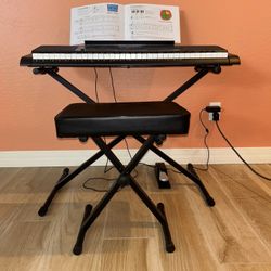 Casio CT-X700 Portable Keyboard w/Chair Stand, Pedal, Sheet Holder, & Lesson & Theory Books Like New