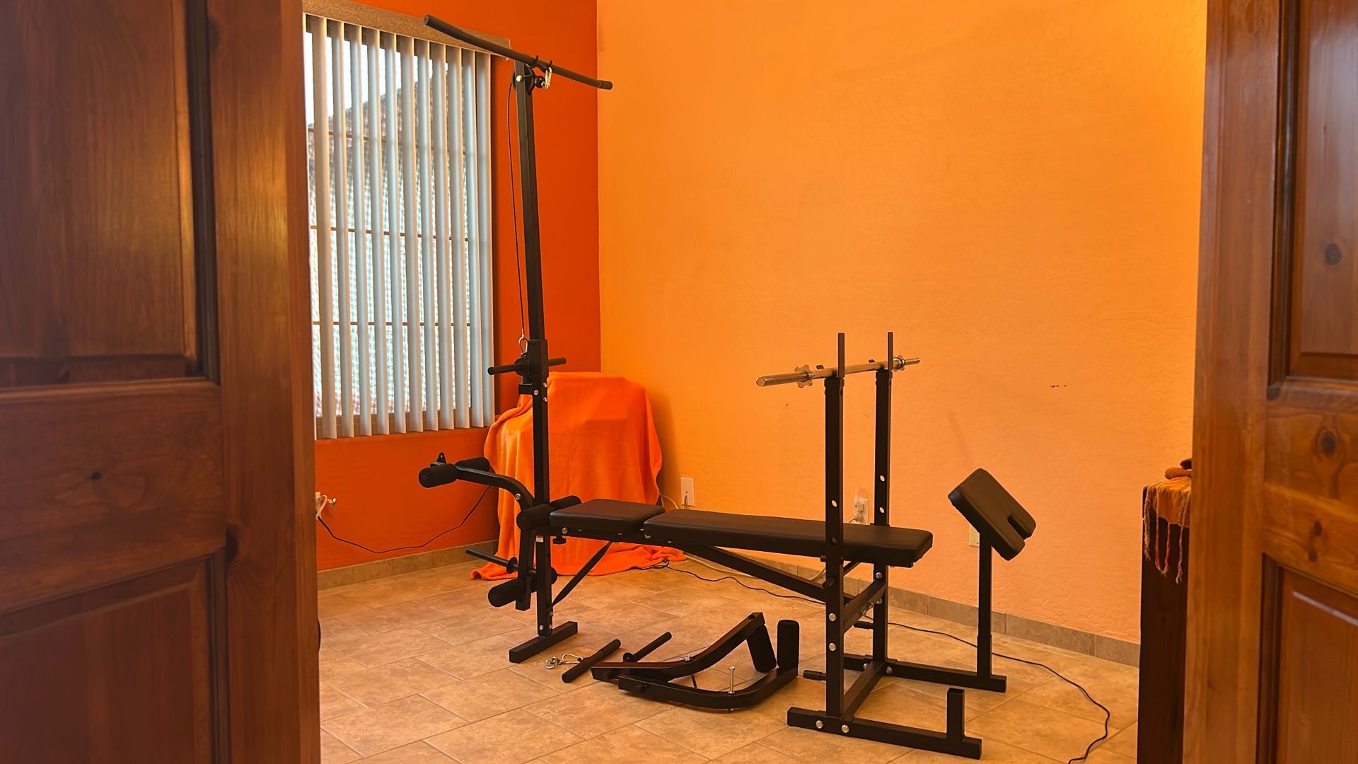 New Multifunction Weight Bench- With  Barbell