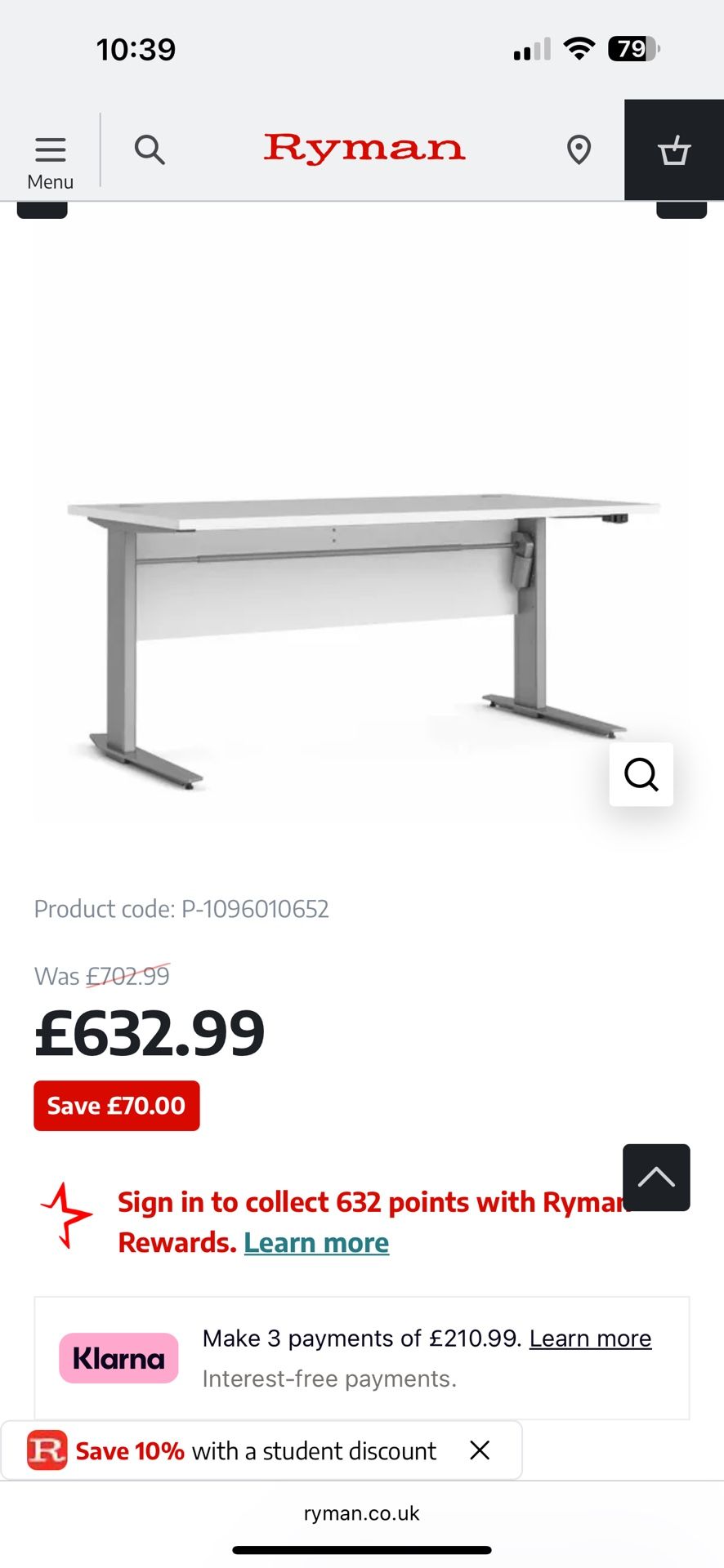 Tvilum-Scanbirk Prima electric adjustable Height desk with Skadis Pegboard
