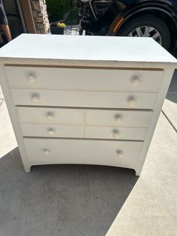 White Wood Dresser with 3 Drawers