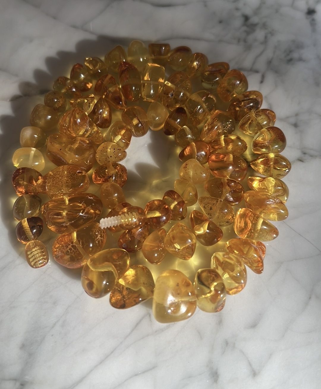 Clear yellow Amber Beaded Necklace