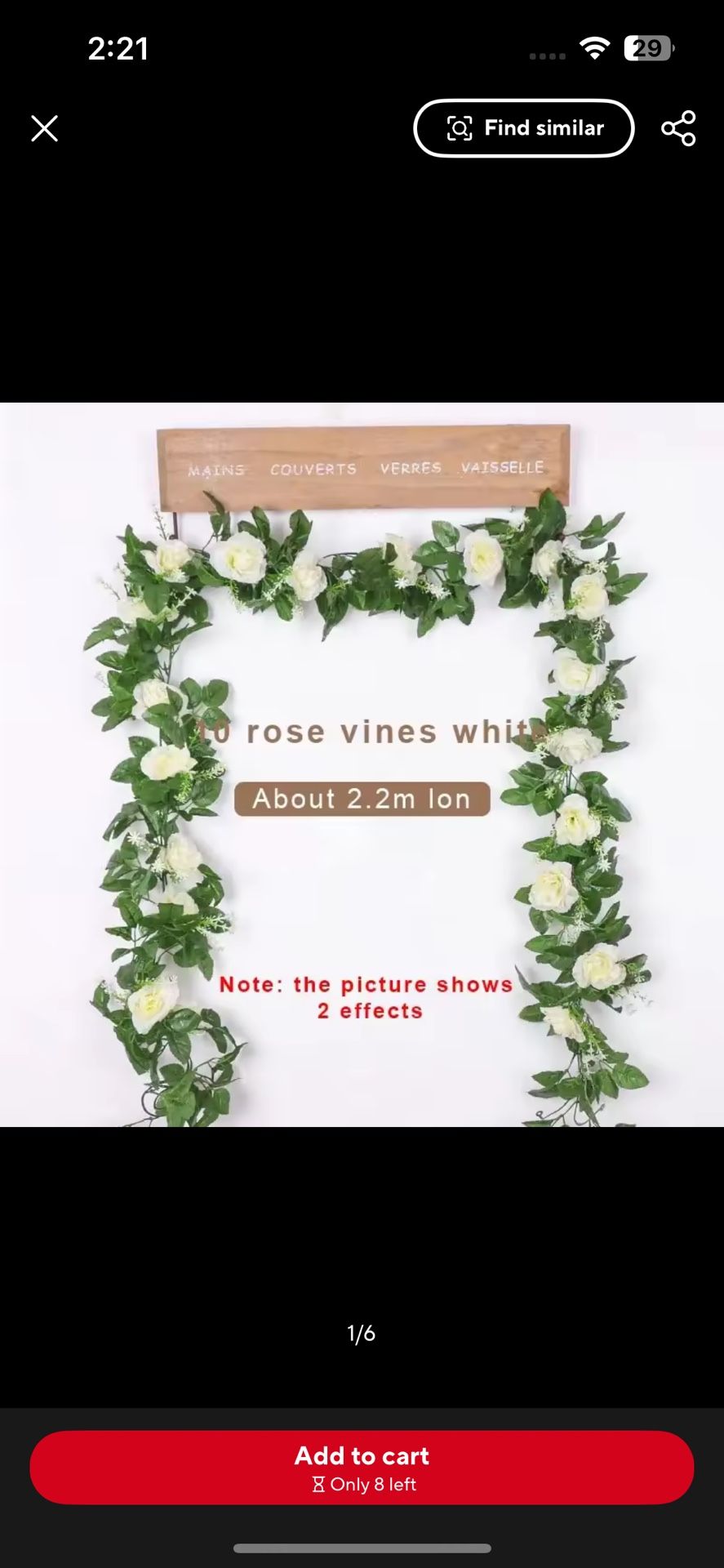 New /4 Pcs / 2.2M Artificial White Flower Fake Hanging Fake Vine Plants Leaves Artificials Garland Flowers Wedding Decoration