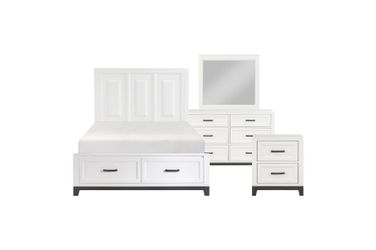 Bedroom set 4 pc Queen size White finish, Platform bed, New Especial price 