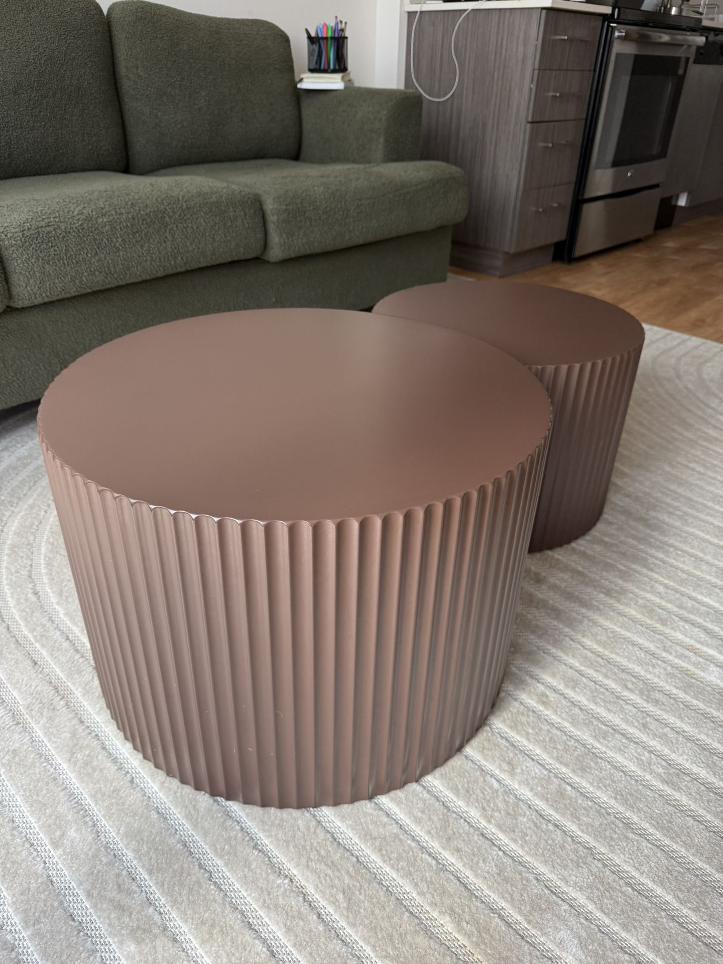 Brown 2 Piece Round Coffee Table