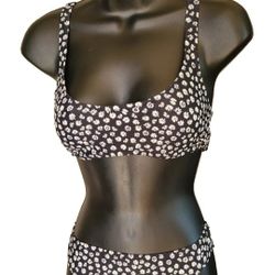 GAP Classic Bikini Set top S\P Bottom M Daisy Print Ditsy Floral Black White