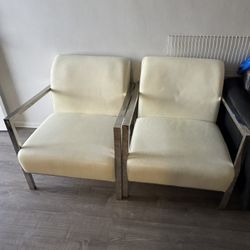 2 Faux Leather Chairs 