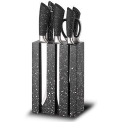 8-Piece Colorful Kitchen Knife Set with Wooden Stand - 3 Ergonomic Handle Colors Chef Knives, Utility Knives, Sharpener, Scissors | Stainless Steel Kn