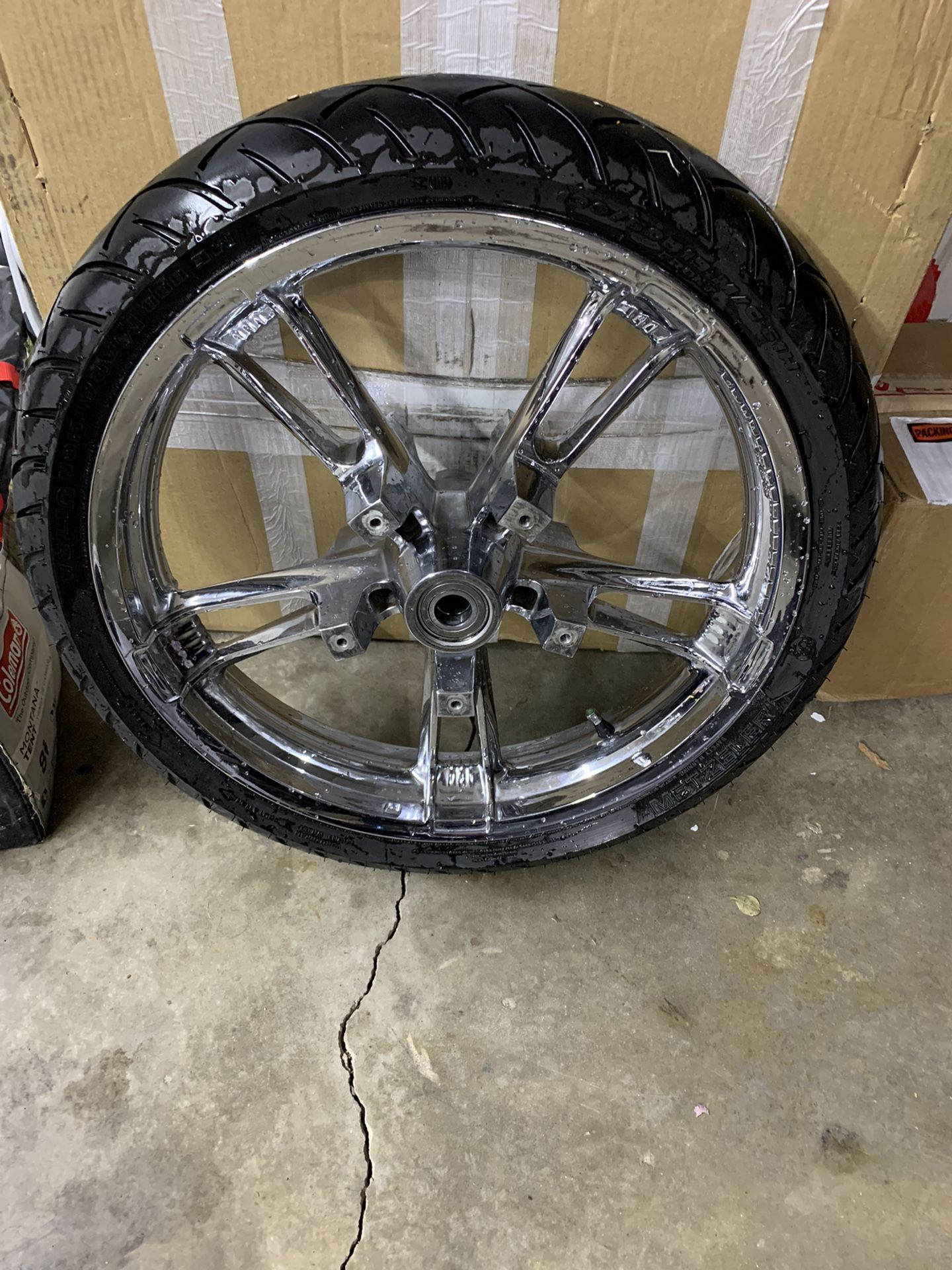 OEM Harley 19” Chrome Enforcer Wheel And Tire
