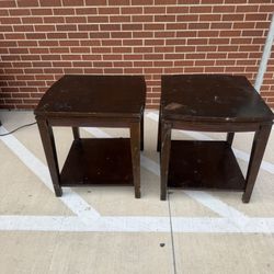 Pair of Wood End Tables with Shelf
