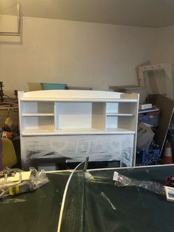 White Wood Bookcase Headboard