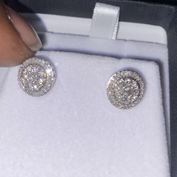Pair of 10k white gold diamond earrings