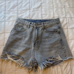 High Rise Denim Shorts 