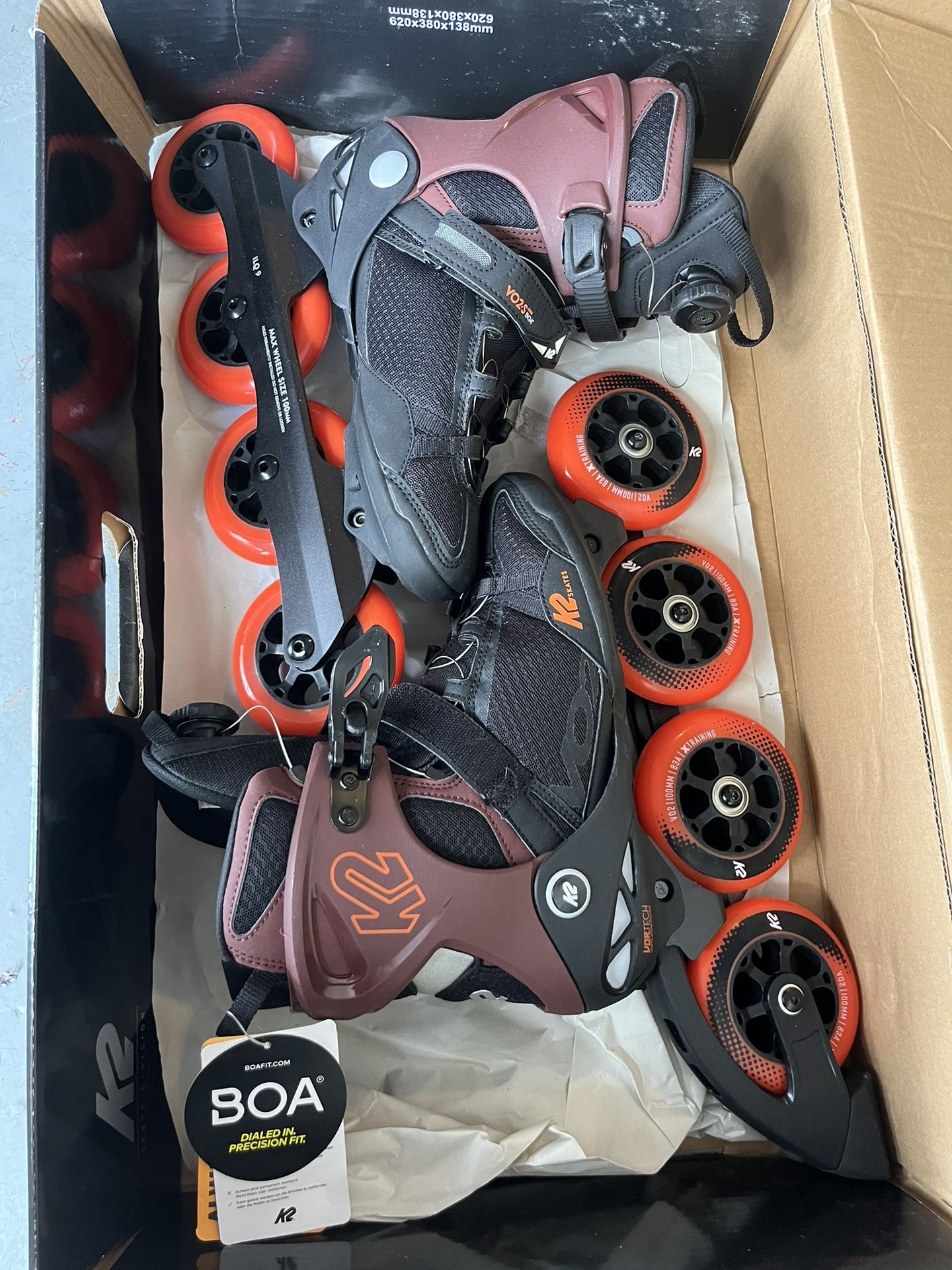 NEW K2 VO2 S 100 BOA Inline Skates – Men’s 8.5 (Brand New in Box)