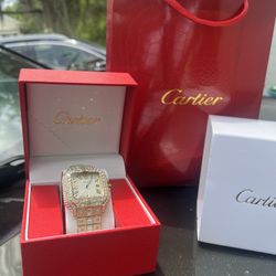 gold cartier watch lab diamond 
