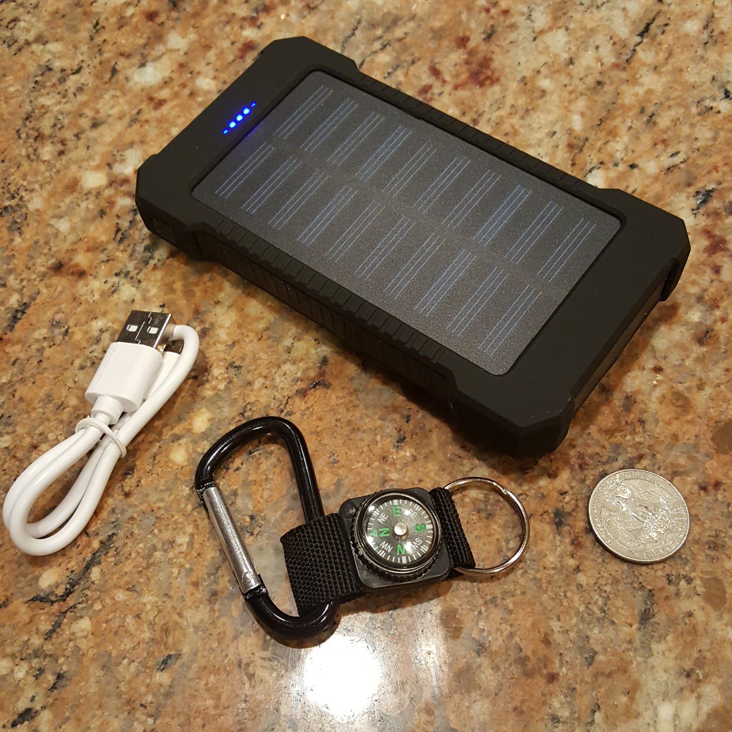 Rugged Waterproof 300000mAh Portable Solar Charger Dual USB Power Bank
