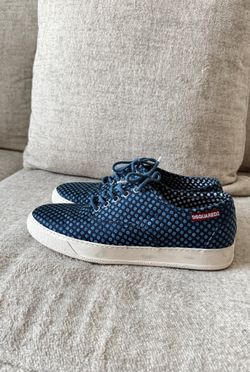 DSQUARED2 Navy and Blue Polka Dot Sneakers Size 9
