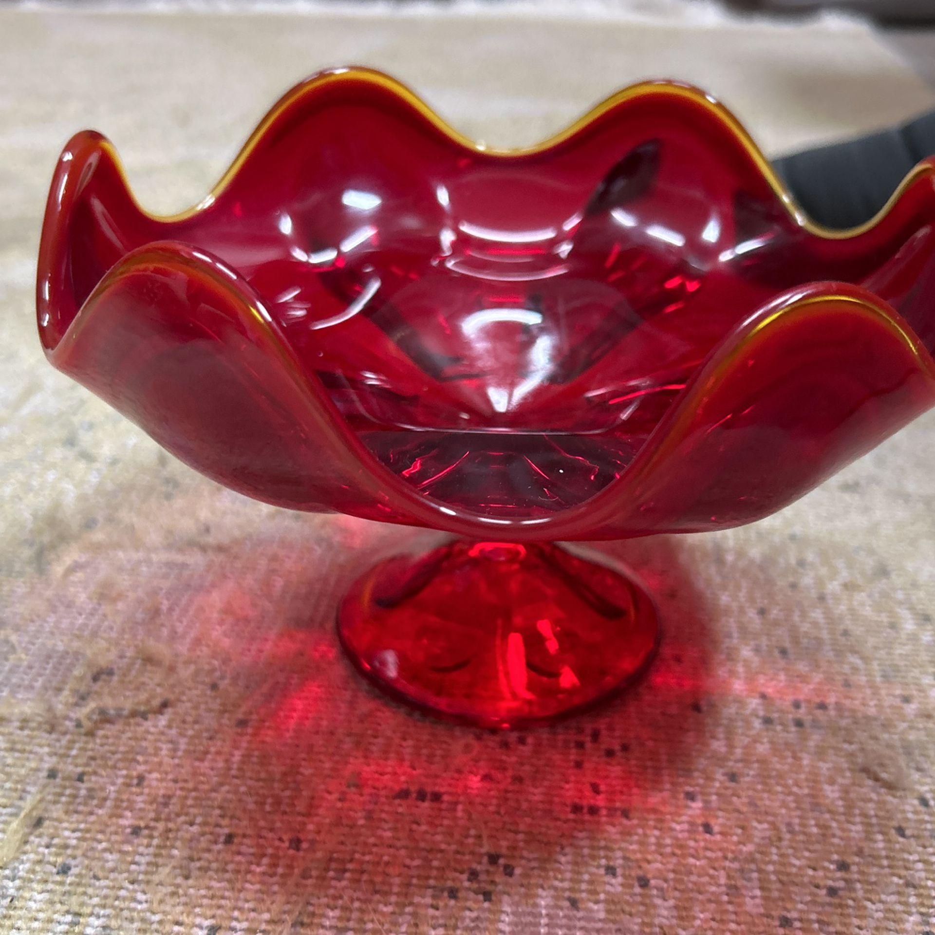 Antique Ruby Red Glass Candy Dish