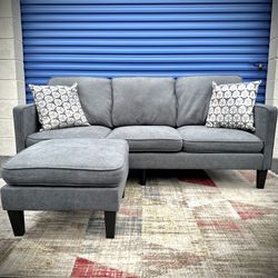 Gray Modern Sectional Sofa Ottoman Set
