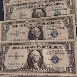 Four One Dollar Bills Silver Certificate With ⭐⭐⭐⭐