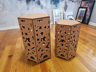 Set of 2 Decorative Hexagonal Pedestal Stands