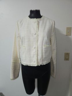 Cream Tweed Cropped Jacket size s
