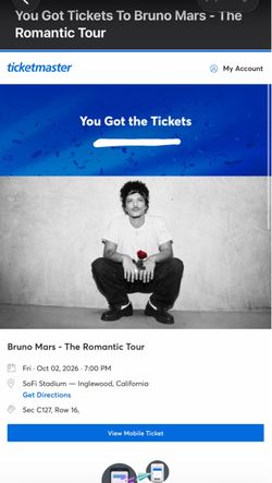 2 Bruno Mars October 2 Sofi Stadium Tickets (ON HOLD)