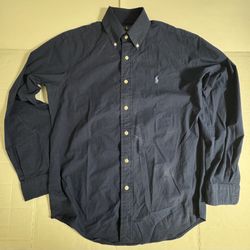 Pre Owned Fair See Photos  Cut Size / Wash Tags and White Marks Polo Ralph Lauren Button Long Sleeve Blue See Size Ph
