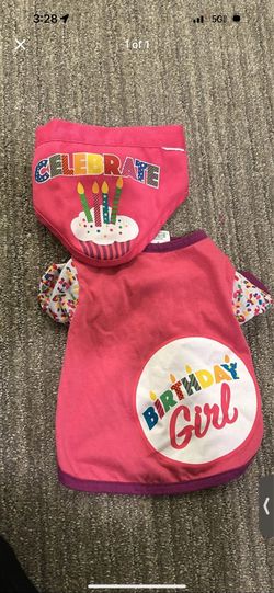 Small girl dog birthday shirt + scarf
