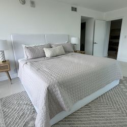King Size Frame And Bed (bedding And Pillows Not Included)
