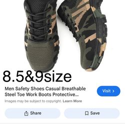Men Safety Shoes Casual Breathable Steel Toe Work Boots Protective...
