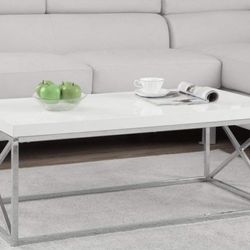 White And chrome Coffee Table 