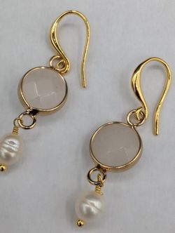 Gold Plated Earrings With Moon Stone 