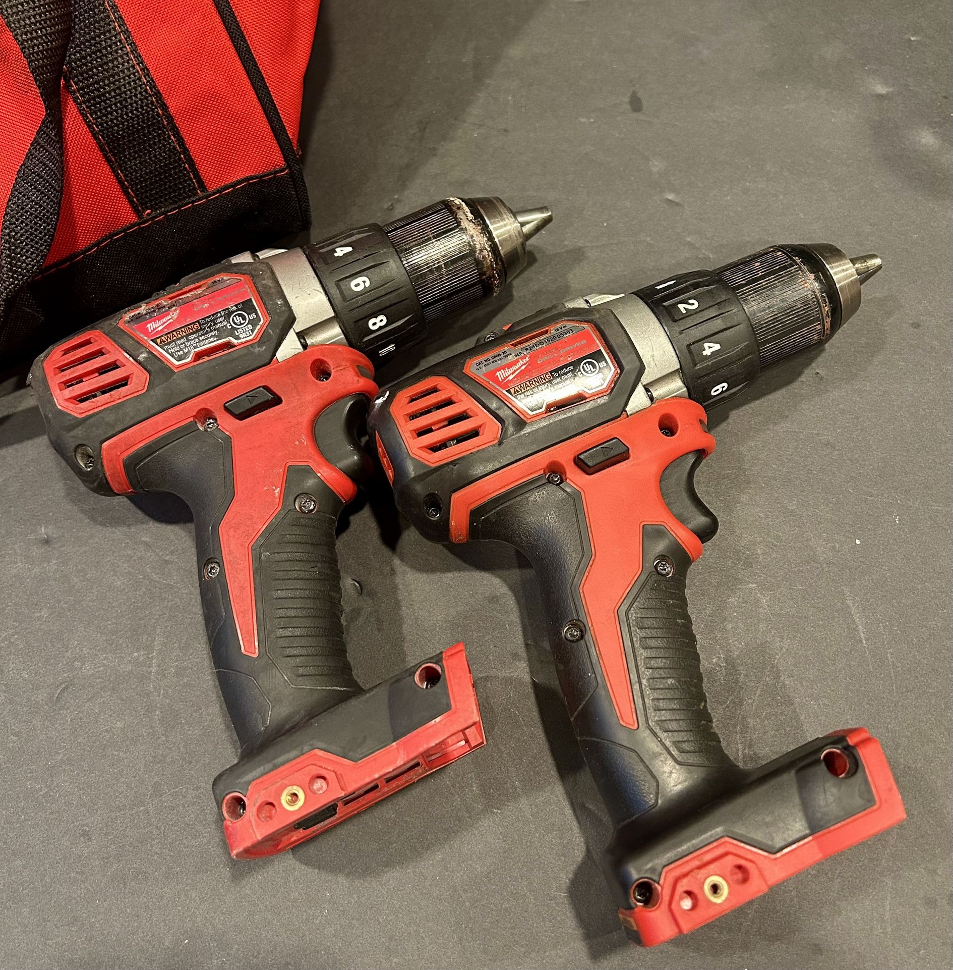Two (2) Milwaukee Drills, One Is Hammer, Both In A-1 Condition, No Battery 