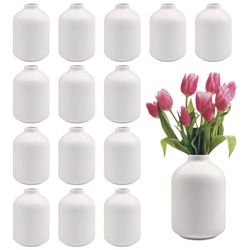 15pcs 3.8 Inch White Ceramic Bud Vases Bulk