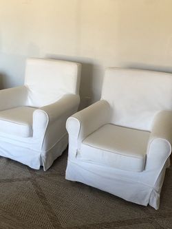 2 IKEA White Slipcover Armchairs