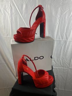 Red Milena ankle strap heeled sandals by Aldo