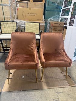 Set of 2 Velvet Accent Chairs with Gold Legs