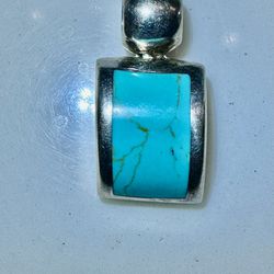 Turquoise And Sterling Pendent 
