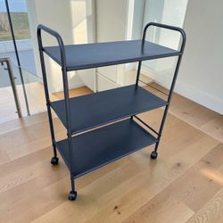 Grey Metal Three Tier Rolling Storage Shelf Shelving! Great condition 24x12x32in