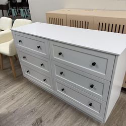 New white 6 Drawers White Dresser