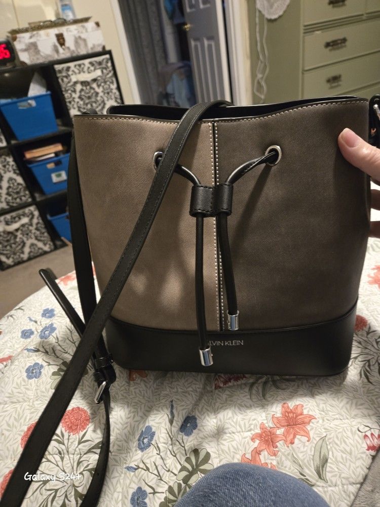 Calvin Klein Two-Tone Bucket Bag Purse