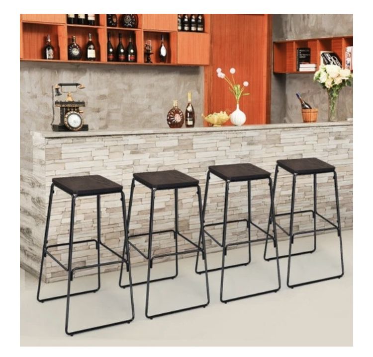 30'' Set of 4 Backless Industrial Bar Stools