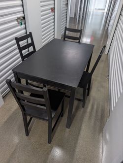 IKEA JOKKMOKK Dining Table Set with 4 Chairs Black Solid Wood