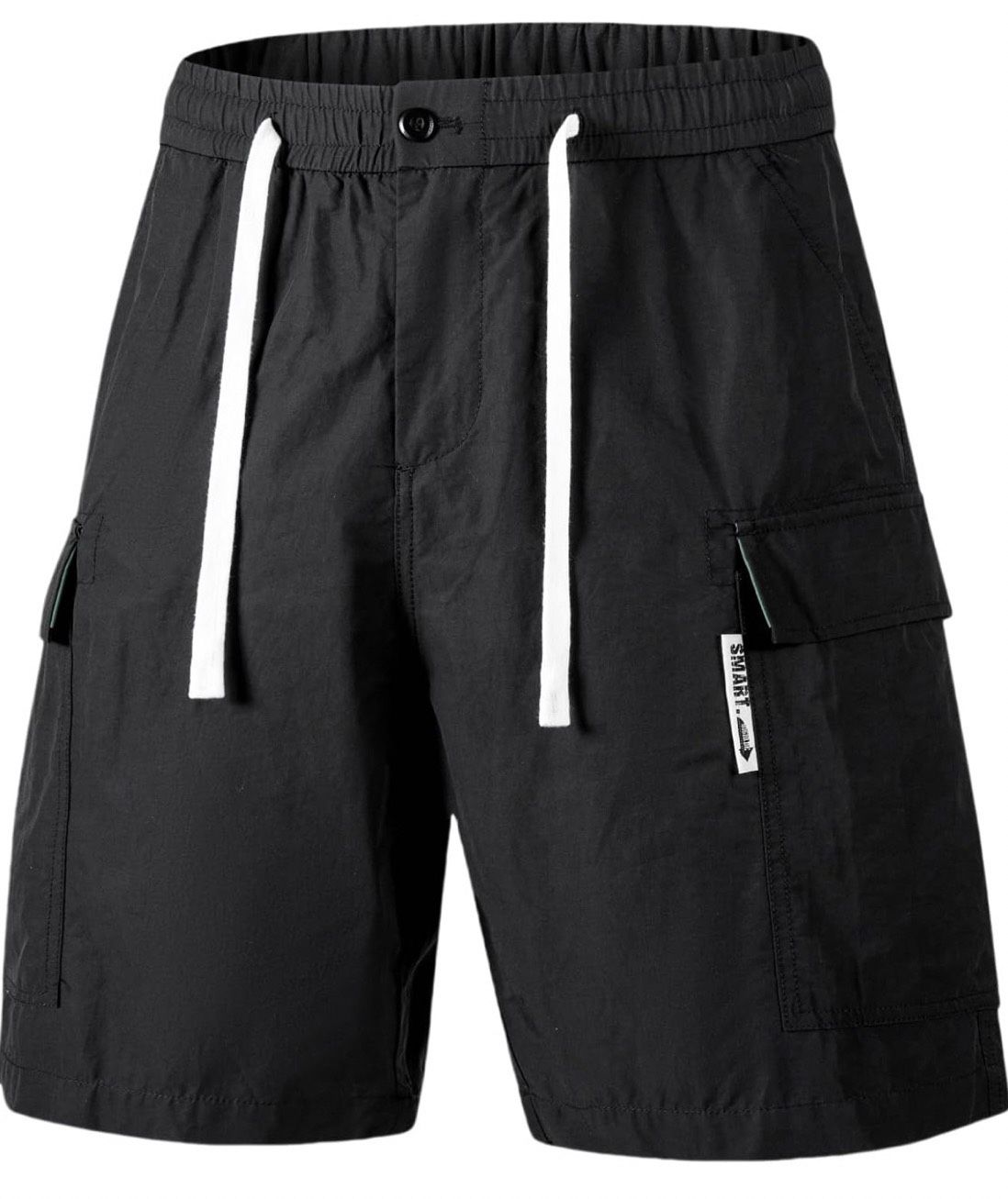L size Men's Casual Cotton Shorts, Drawstring Waist, Large Pockets, Lightweight