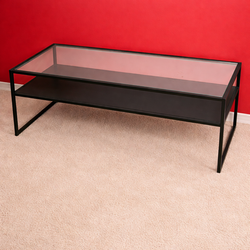 Coaster Modern Glass Coffee Table Black Metal TV Stand Media Console