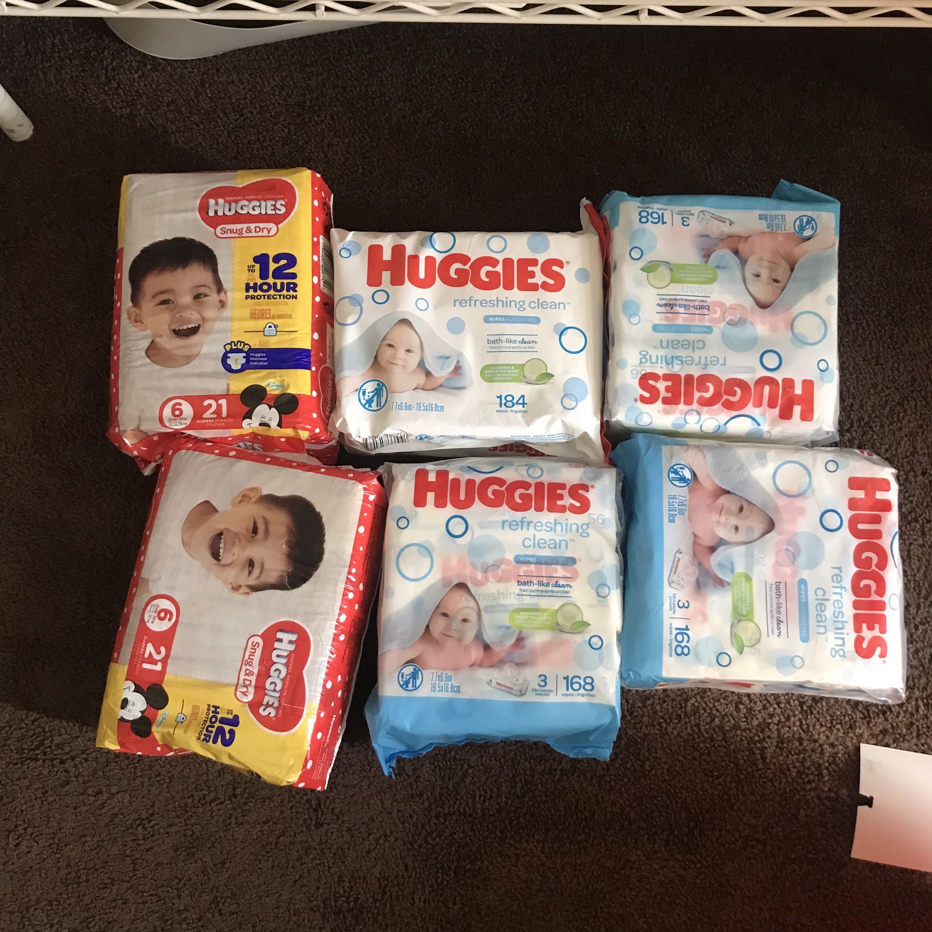 Wipes and pampers size 6